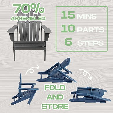 ANIXOL Folding HDPE Adirondack Chair with Weather Resistant for Patio, Garden