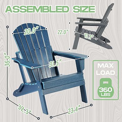 ANIXOL Folding HDPE Adirondack Chair with Weather Resistant for Patio, Garden