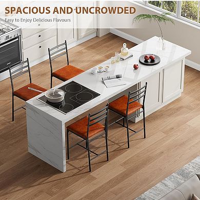 Bar Stools Set of 4, Counter Height Bar Stools w/PU Upholstered Seat, Metal Frame Kitchen Bar Chairs