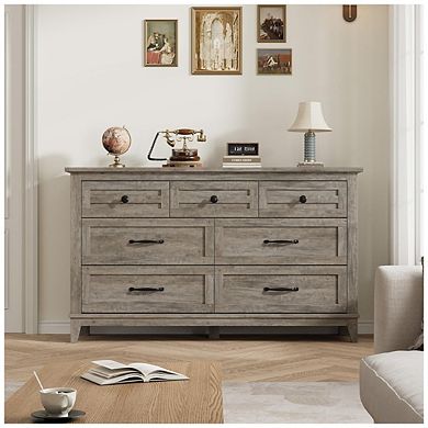 Bedroom Dresser with 7 Drawers and Wood Storage Chest