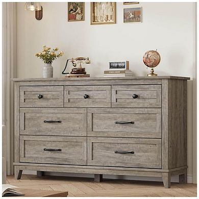Bedroom Dresser with 7 Drawers and Wood Storage Chest