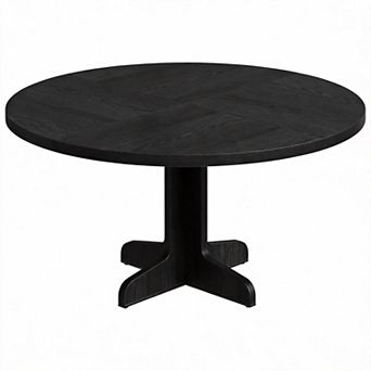 Round Dining Table for 4, 47" Dining Room Table w/ Wooden Base, Circle Kitchen Table for Dining Room