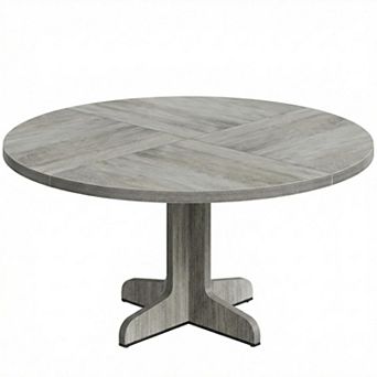 Round Dining Table for 4, 47" Dining Room Table w/ Wooden Base, Circle Kitchen Table for Dining Room