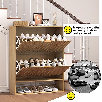 ANIXOL Fluted 2-Drawer Entryway Shoe Cabinet