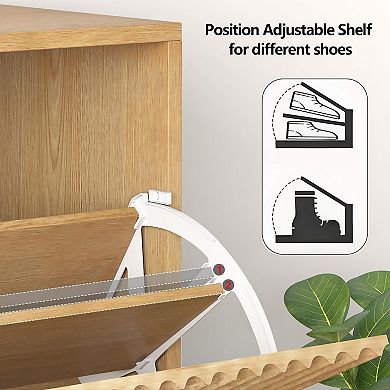ANIXOL Fluted 2-Drawer Entryway Shoe Cabinet