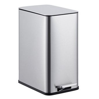 2.6 Gal Small Trash Can, Step-On Pedal Garbage Bin with Soft-Close Lid and Removable Inner Bucket