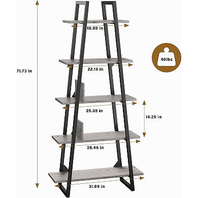 Tall Narrow Bookcase with Shelves Ladder Shelf Bookshelf Storage Organizer Rustic