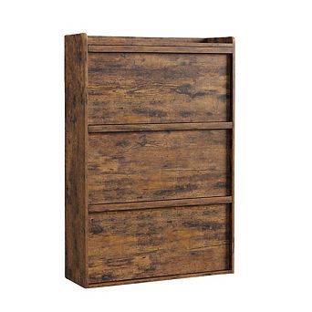 Wooden Shoe Cabinet with 3 Flip Drawers and Adjustable Shelf