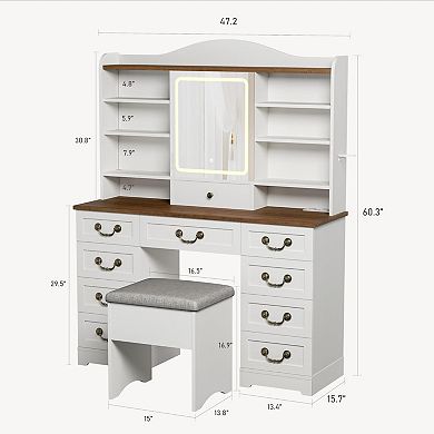 ANIXOL Makeup Vanity Desk with Mirror and Lights