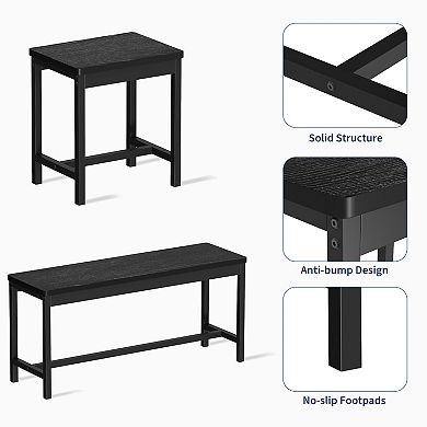 Extendable Dining Table Set 5-Piece, Large 6-8 Seater Kitchen Table, MDF Top with Black Metal Frame