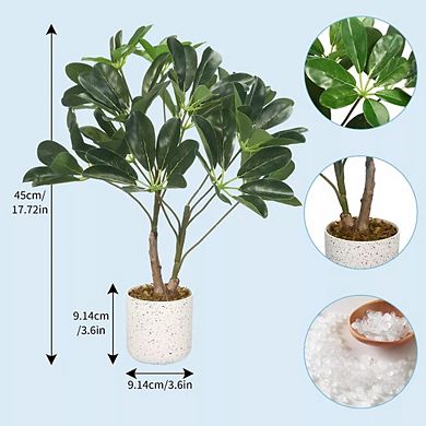 Artificial Schefflera Plant, 2 Faux Tropical Plants in 2 Pots for Indoor Home and Office Décor