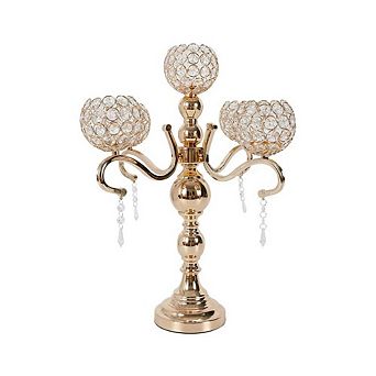 5-Arms Candle Holder With Crystal Drops