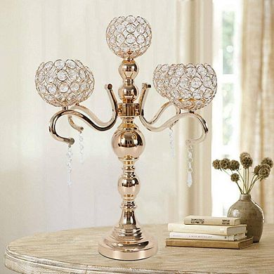 5-Arms Candle Holder With Crystal Drops
