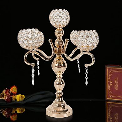 5-Arms Candle Holder With Crystal Drops