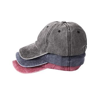 3-Pack Washed Cotton Baseball Cap Retro Adjustable Dad Hats for Men & Women