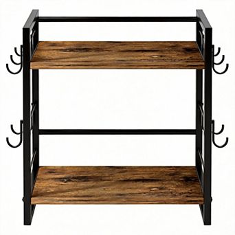 2 tier Coffee Bar Organizer Mug Holder with 12 Hooks