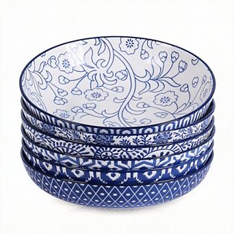 Set Of 6 26oz Ceramic Pasta Bowls Porcelain Salad Soup Dishwasher Microwave Safe