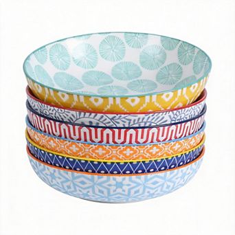 Set Of 6 26oz Ceramic Pasta Bowls Porcelain Salad Soup Dishwasher Microwave Safe