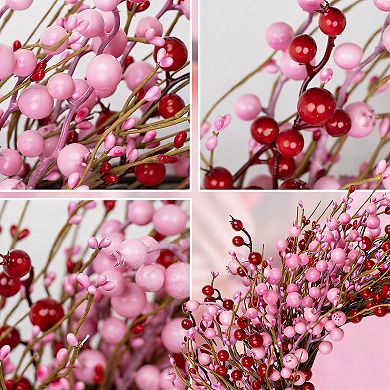 22" Valentines Wreath Artificial Pink Red Berries Door Decor