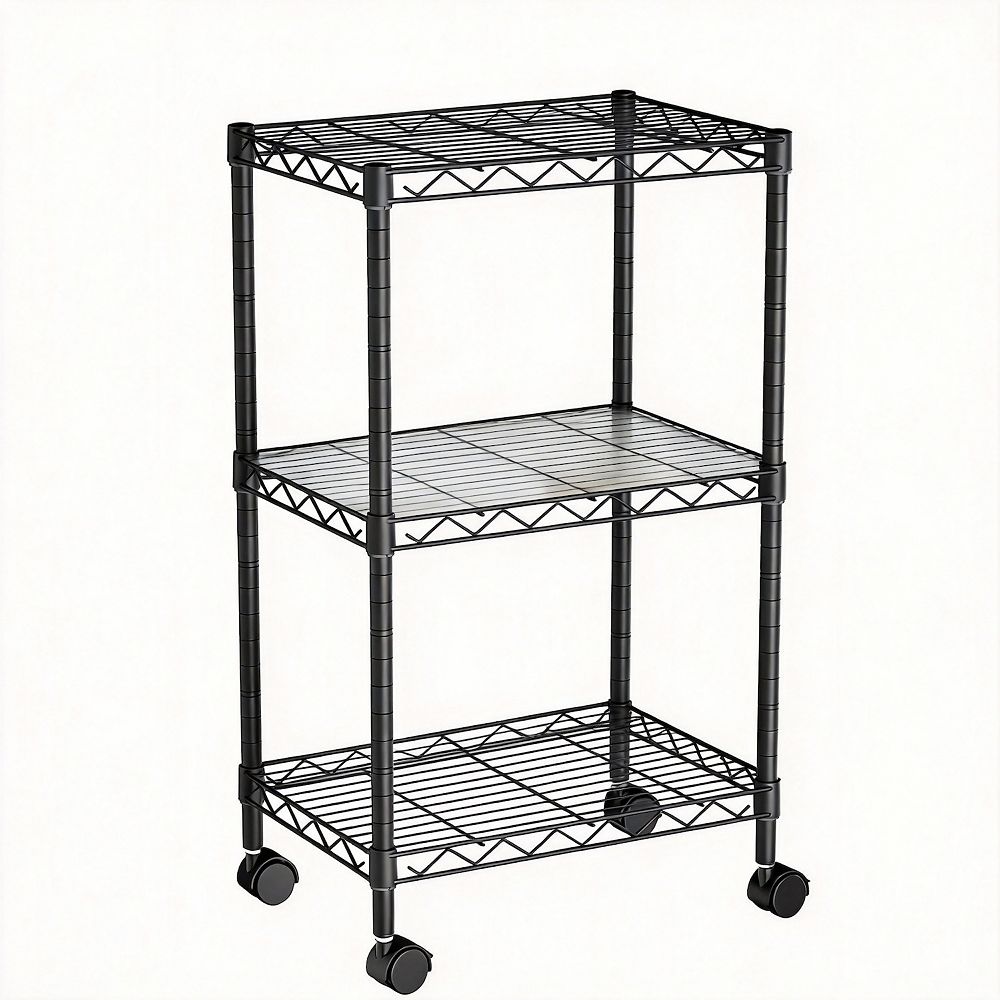 3 Tier Wire Shelving Unit on Wheels Adjustable Storage Rack