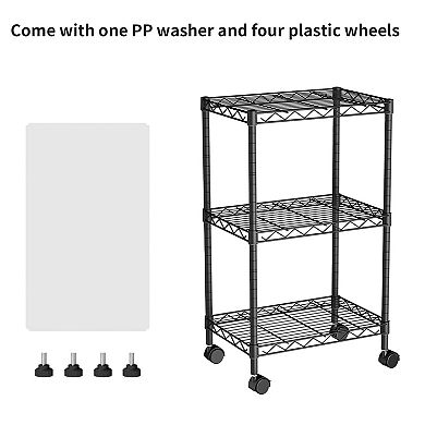 3 Tier Wire Shelving Unit on Wheels Adjustable Storage Rack