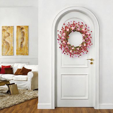 22-Inch Tulip Berry Wreath Front Door Wedding Decoration