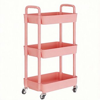 3 tier Rolling Cart Lockable Wheels Kitchen Bathroom Storage