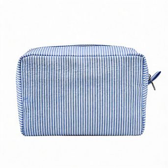 Seersucker Travel Toiletry Bag Women Stripe Makeup Organizer, 21.5 cm x 14 cm x 9 cm