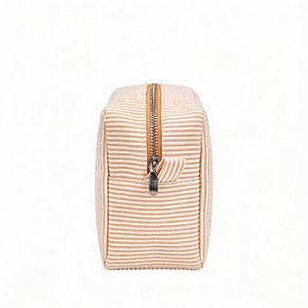 Seersucker Travel Toiletry Bag Women Stripe Makeup Organizer, 21.5 cm x 14 cm x 9 cm