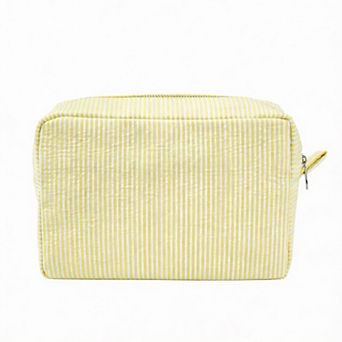 Seersucker Travel Toiletry Bag Women Stripe Makeup Organizer, 21.5 cm x 14 cm x 9 cm