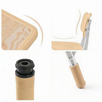 Wood Grain Kids 6-Seat Height Adjustable Activity Table 19-27" Desktop 300lb