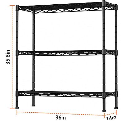 3-Shelf Adjustable Heavy Duty Metal Wire Storage Rack