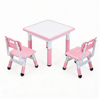 Kids Adjustable Table Chair Set Non-slip Graffiti-proof 3-12