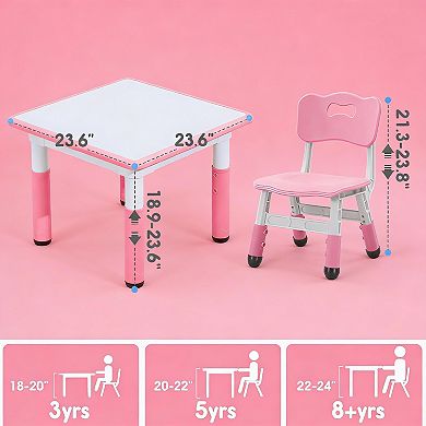 Kids Adjustable Table Chair Set Non-slip Graffiti-proof 3-12