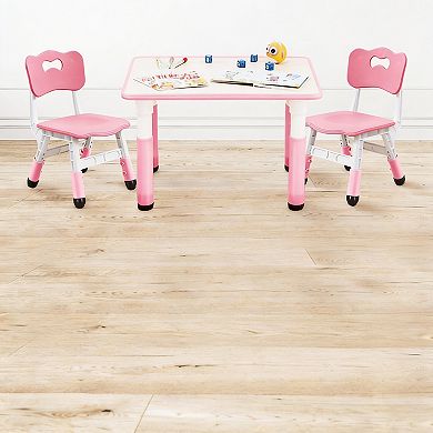 Kids Adjustable Table Chair Set Non-slip Graffiti-proof 3-12