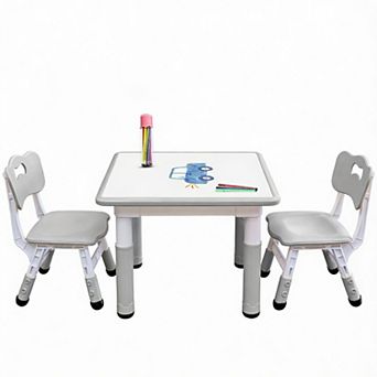 Kids Adjustable Table Chair Set Non-slip Graffiti-proof 3-12