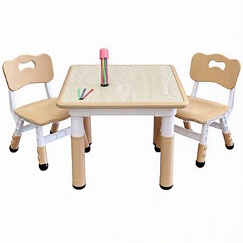 Kids Adjustable Table Chair Set Non-slip Graffiti-proof 3-12