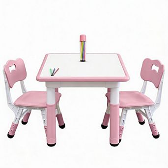 Kids Adjustable Table Chair Set Non-slip Graffiti-proof 3-12