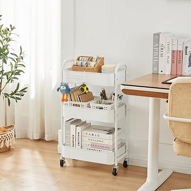 3-Tier Rolling Utility Cart with Caster Wheels Easy Assembly