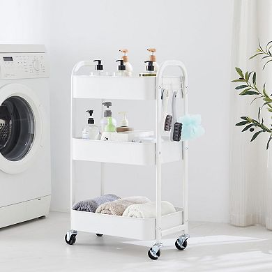 3-Tier Rolling Utility Cart with Caster Wheels Easy Assembly