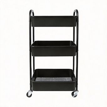 3 tier Rolling Utility Cart with Caster Wheels Easy Assembly