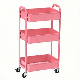3 tier Rolling Utility Cart with Caster Wheels Easy Assembly