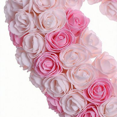 13-inch Heart-Shaped Rose Wreath Door Decoration Romantic Decor for Lovers Wedding Anniversary