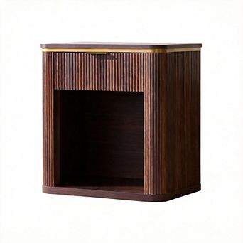 23" Mid Century Fluted Nightstand Drawer Bedside End Table