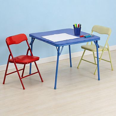 Kids 3pc Folding Square Table Chairs Set 50lb
