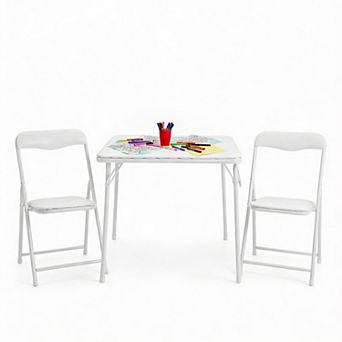 Kids 3 pc Folding Square Table Chairs Set 50lb