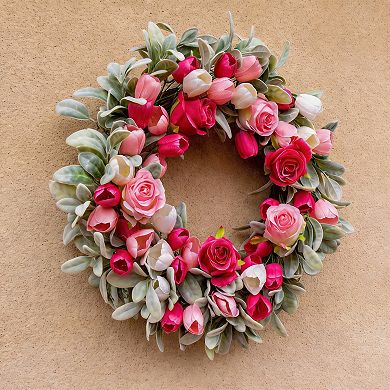 20-inch Rustic Flower Wreath Rose Tulip Wedding Mother’s Day Anniversary