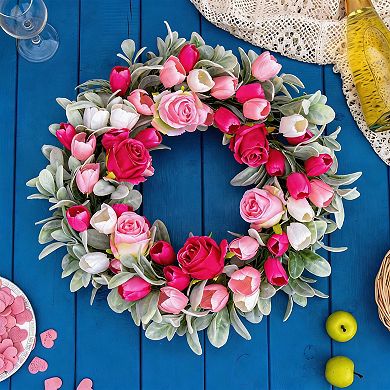 20-inch Rustic Flower Wreath Rose Tulip Wedding Mother’s Day Anniversary