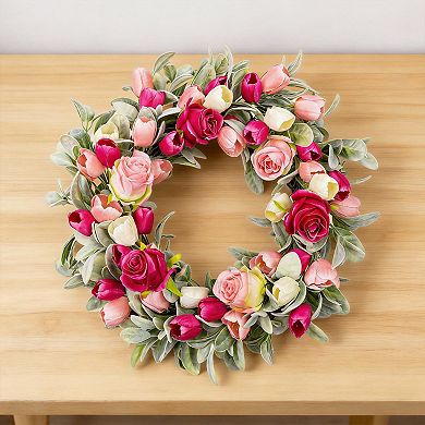 20-inch Rustic Flower Wreath Rose Tulip Wedding Mother’s Day Anniversary