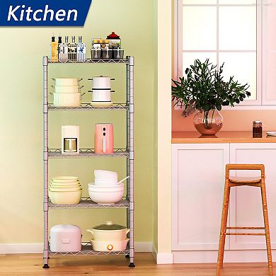 Adjustable 5-tier Metal Shelving Unit for Pantry Closet